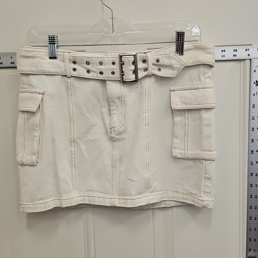 Cream, Mini, Skirt, Belt, Cargo, Summer, Beach, Travel, Party, Preppy, 2000s,